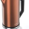 Arendo - Roestvrij stalen waterkoker met temperatuurinstelling 40-100 graden in stappen van 5 - dubbelwandig design - model ELEGANT - 1,5 liter - 2200 W - theekoker met temperatuurweergave - GS - koper