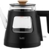 Botti Vivien Professional series glazen waterkoker 0.9L 1000W zwart - waterketel design - klik deksel - klein formaat