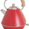 CREATE Waterkoker Retro - 1200 Watt - 1 Liter - RVS - BPA vrij - Elektrisch - Antikalk - Rood - Kettle Retro M