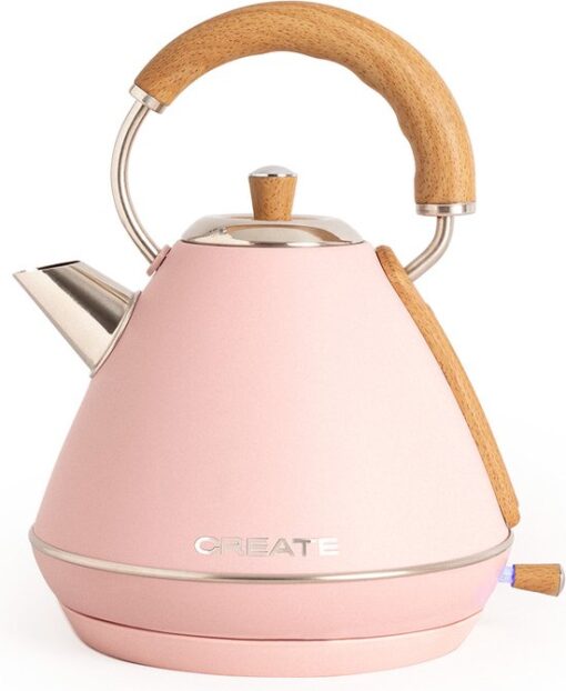 CREATE Waterkoker Retro - 2200 Watt - 1,7 Liter - RVS - BPA vrij - Elektrisch - Pastelroze - Kettle Retro L