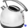 KitchenBrothers Waterkoker Retro - 1,7L - Vintage - 2200W - RVS - Wit