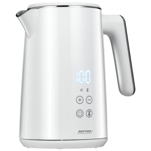 MPM - Stille Waterkoker met Instelbare Temperatuur - Digitale Temperatuurweergave - 1,7 Liter - Dubbelwandig - Wit