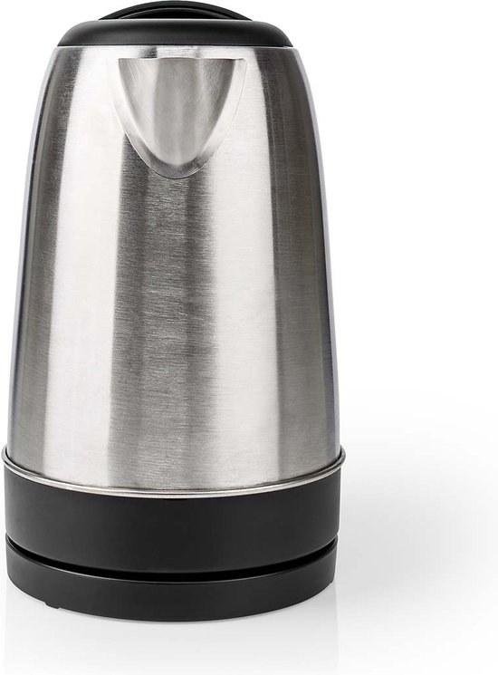 Nedis Waterkoker - 1.7 l - Roestvrij Staal - Aluminium / Zwart - 360 graden draaibaar - Verborgen verwarmingselement - Strix-controller - Droogkookbeveiliging