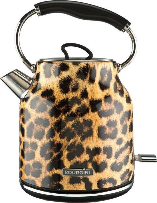 Panter Waterkoker retro - Panterprint - Snoerloos te gebruiken - Metaal - antikalk waterfilter - ruime 1.7L inhoud voor 8 koppen thee - BPA vrij