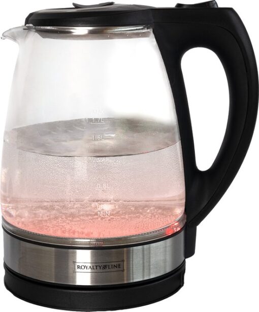 Royalty Line® GWK34300 Waterkoker - Glass - Met Rood Led Verlichting - 1.7 Liter - 2200W - RVS