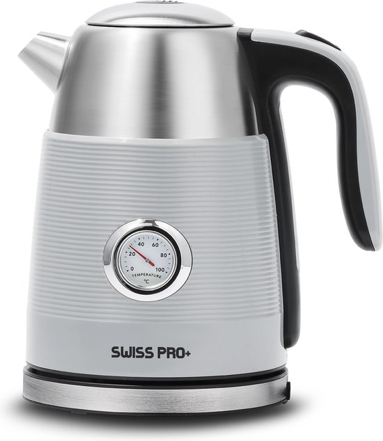 Swiss Pro+ - retro line - waterkoker 1.7 L - 2250W - elektrisch - classic design - 2023 model - Grey