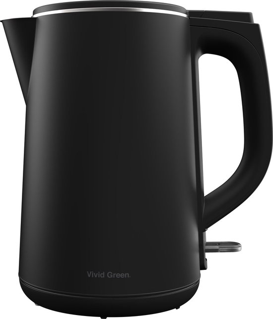 Vivid Green Elektrische Waterkoker - Retro - Waterkokers - 1,7L - 2200W - Zwart