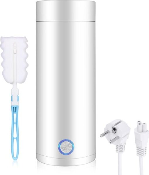 Waterkoker, 400 ml, draagbare waterkoker, reiswaterkoker met reinigingsborstel